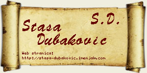 Staša Dubaković vizit kartica